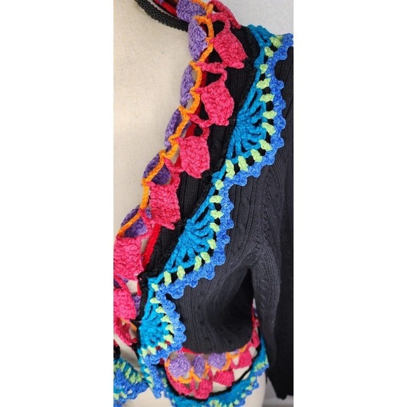 Muchael Simon Y2K Rainbow Crochet Floral Open Cardigan Size… - Picture 8 of 13